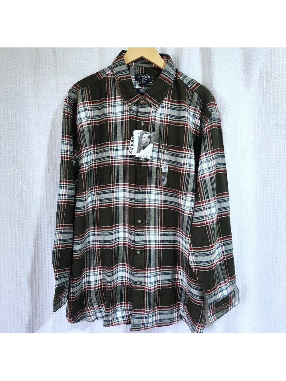 Arnold Palmer Shirt Plaid Flannel Men 2XL Button Down Easy Care Long Sleeve New